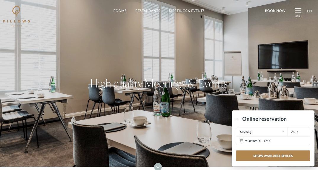 Widget für MICE-Buchungen von Venuesuite